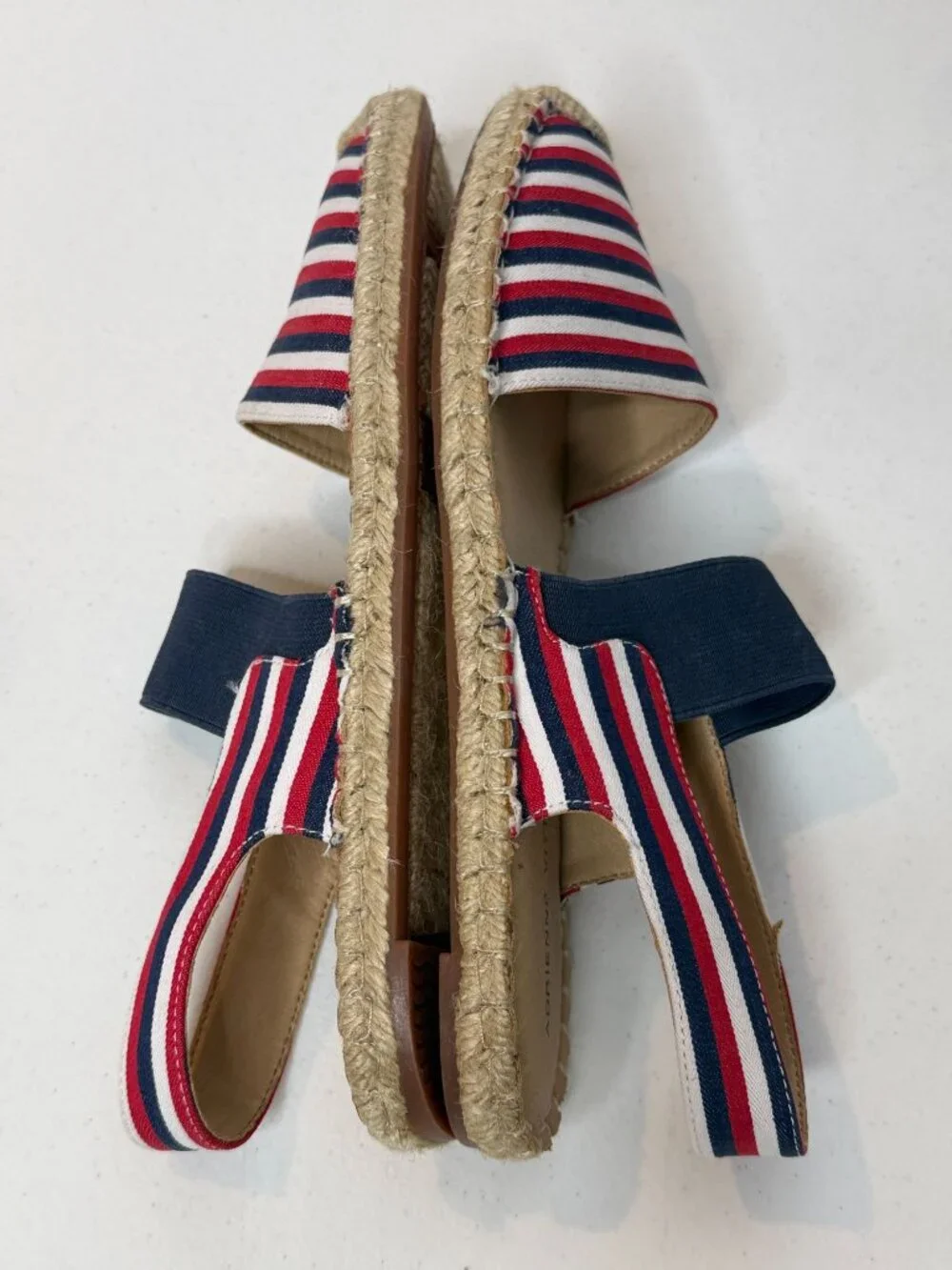 Adrienne Vittadini 7.5 Striped Espadrille Sandals Nautical Coastal Preppy Resort